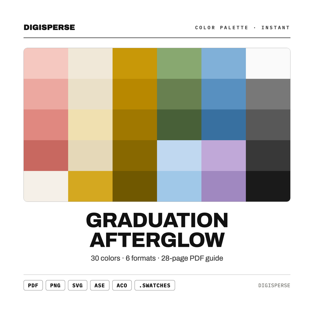 Graduation Afterglow — every swatch at a glance (classic hero)