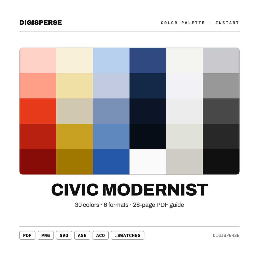 Civic Modernist — every swatch at a glance (classic hero)
