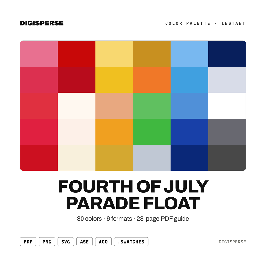 Fourth of July Parade Float Color Palette | 30 Procreate Swatches (Digital Download) — every swatch at a glance (classic hero)