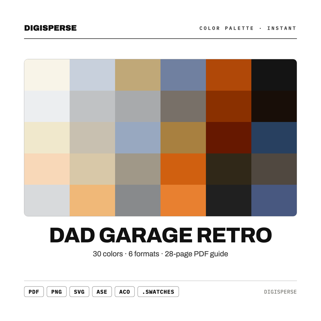 Dad Garage Retro — every swatch at a glance (classic hero)