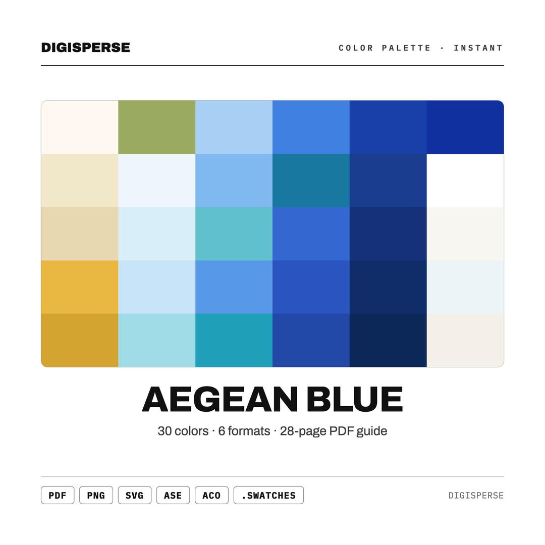 Aegean Blue — every swatch at a glance (classic hero)