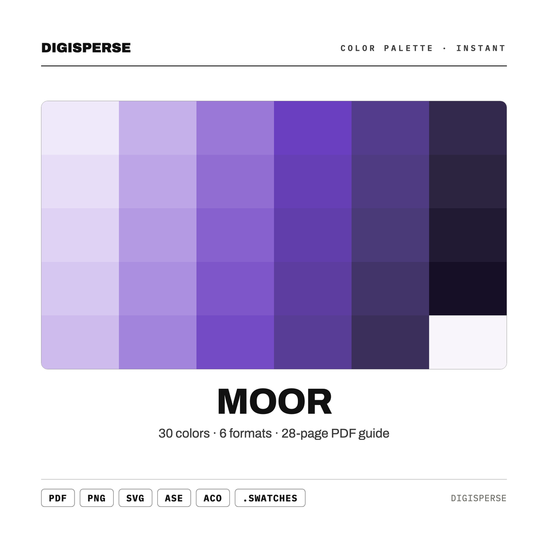 Moor — every swatch at a glance (classic hero)