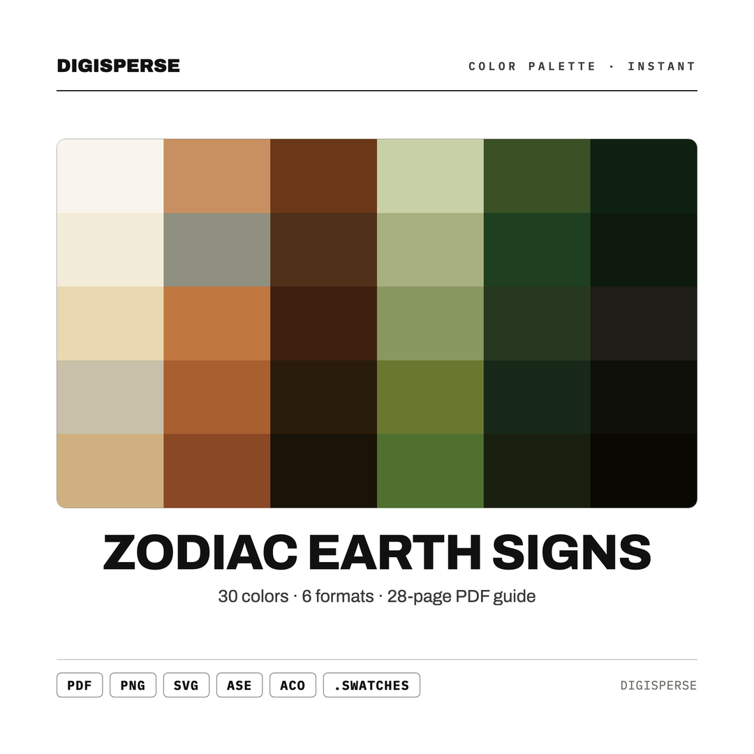Zodiac Earth Signs — every swatch at a glance (classic hero)