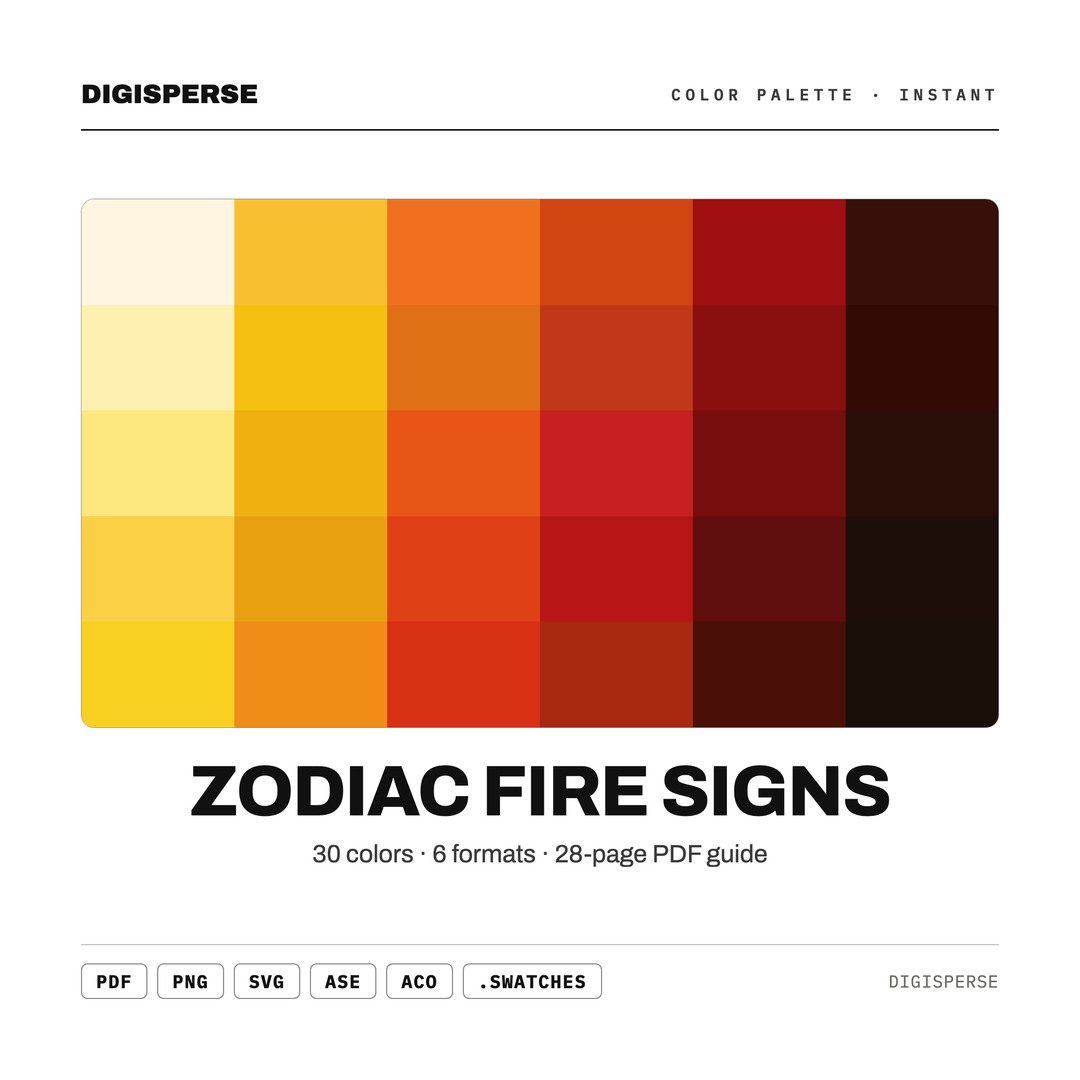 Zodiac Fire Signs — every swatch at a glance (classic hero)