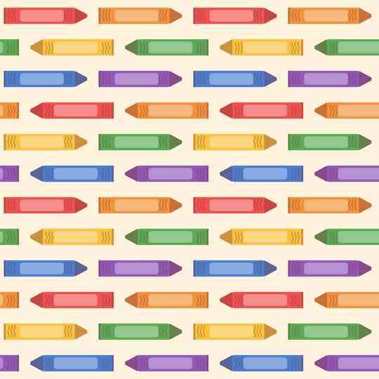 Seamless pattern tile — back to school crayon rows