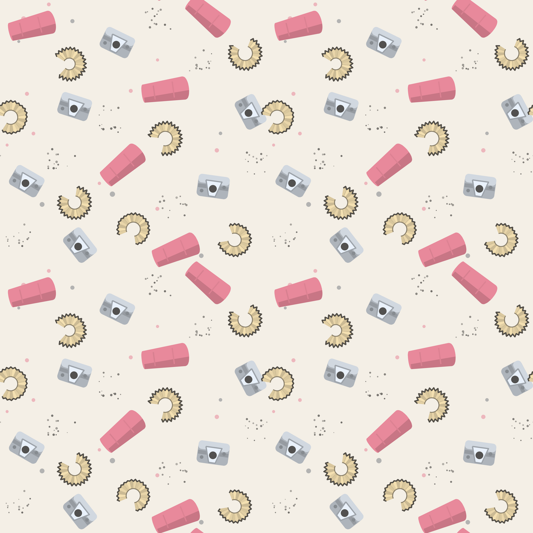 Seamless pattern tile — back to school eraser sharpener
