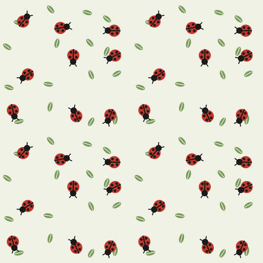 Seamless pattern tile — black cream ladybugs