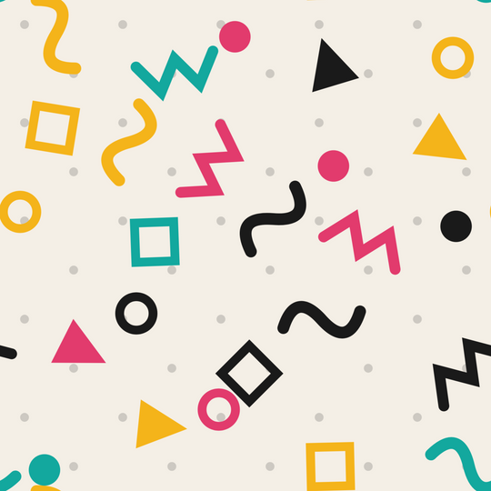 Seamless pattern tile — black cream memphis squiggles