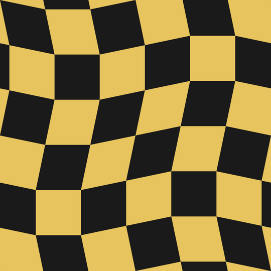 Seamless pattern tile — black honey groovy checkerboard