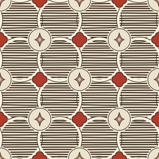 Seamless pattern tile — chocolate blush sketched quatrefoil