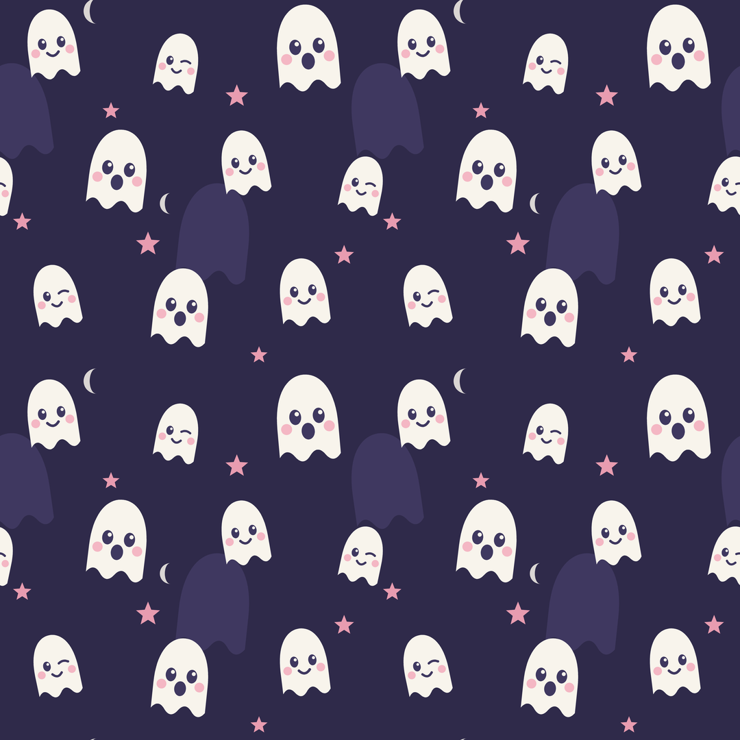 Seamless pattern tile — cute ghost parade
