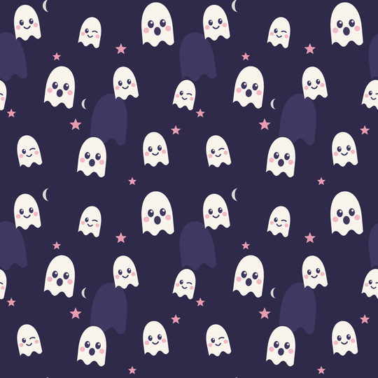 Seamless pattern tile — cute ghost parade