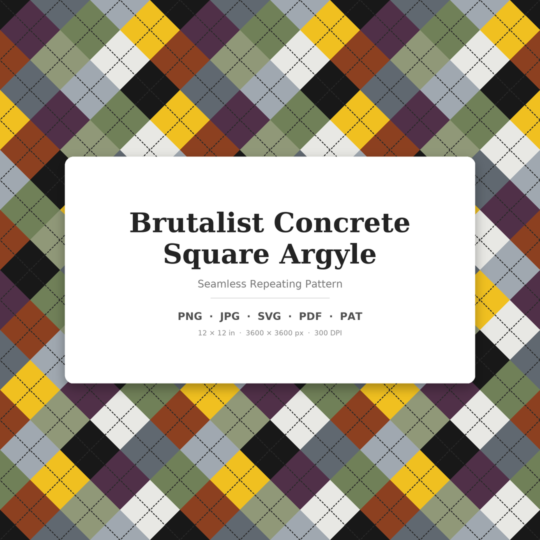 Brutalist Concrete Grey Argyle seamless pattern — main preview