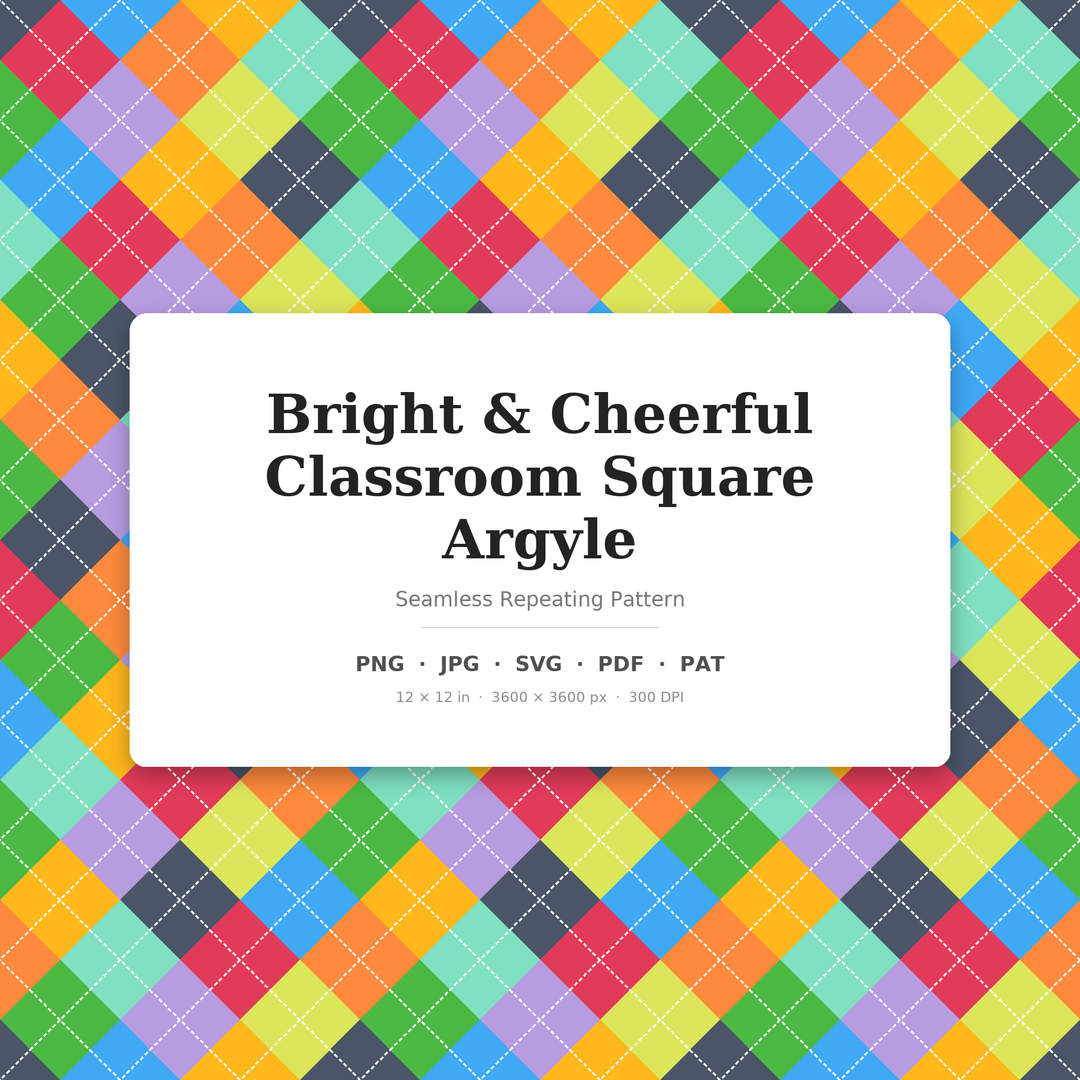 Bright Cheerful Classroom Argyle seamless pattern — main preview