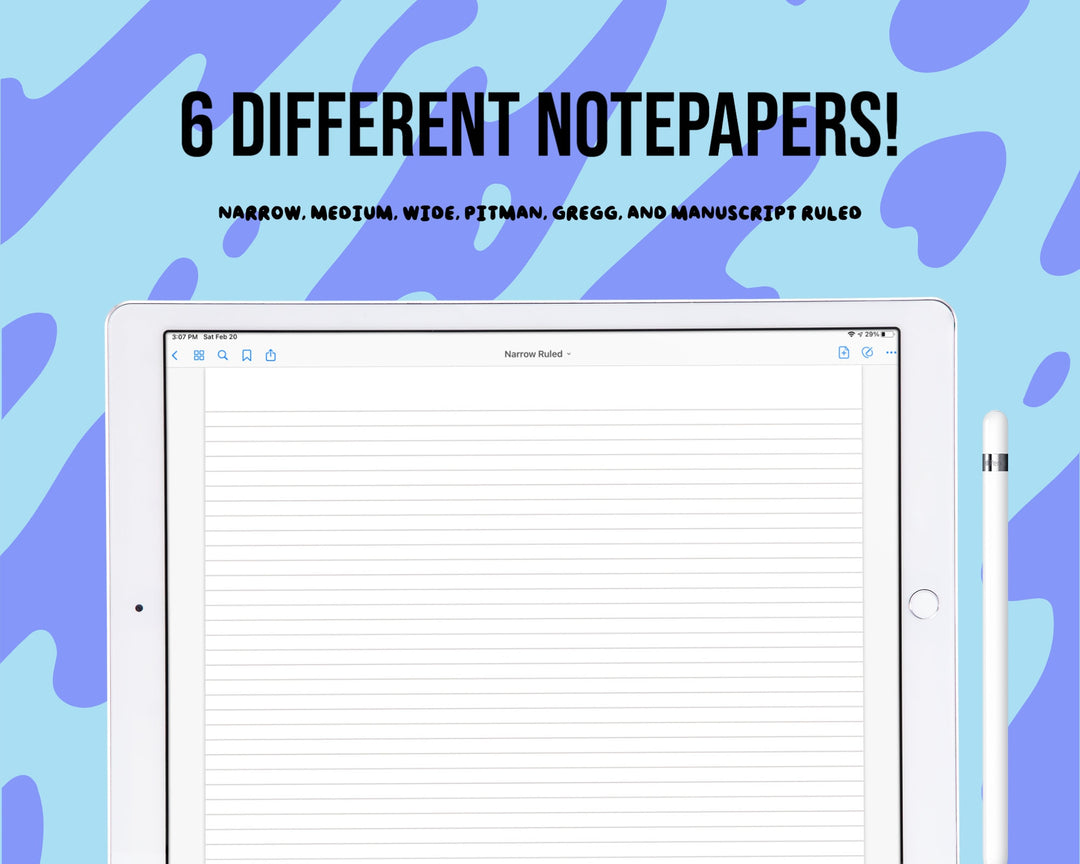 Landscape Lined Notepaper Bundle – 6 Page PDF for Goodnotes