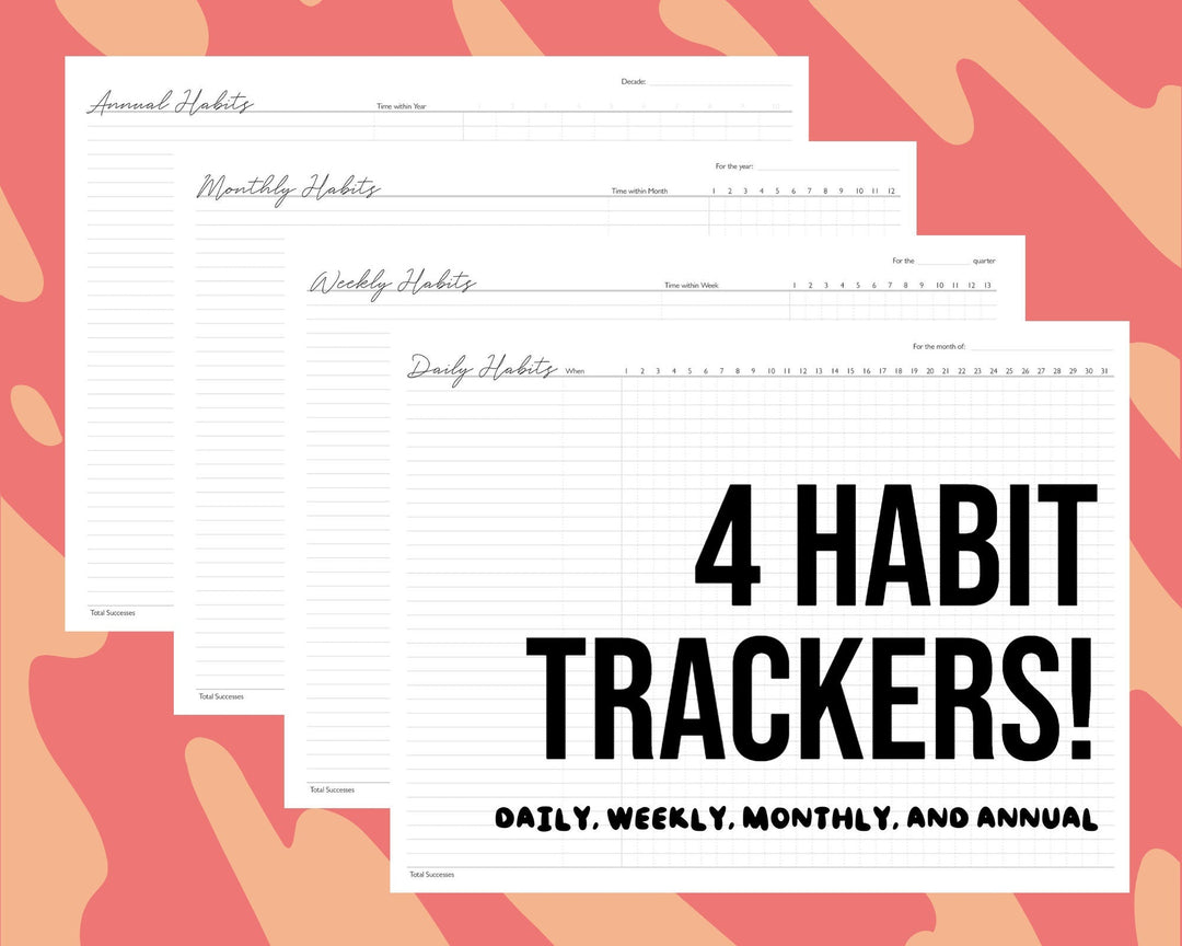 4 Landscape Habit Trackers vector graphic set — main preview