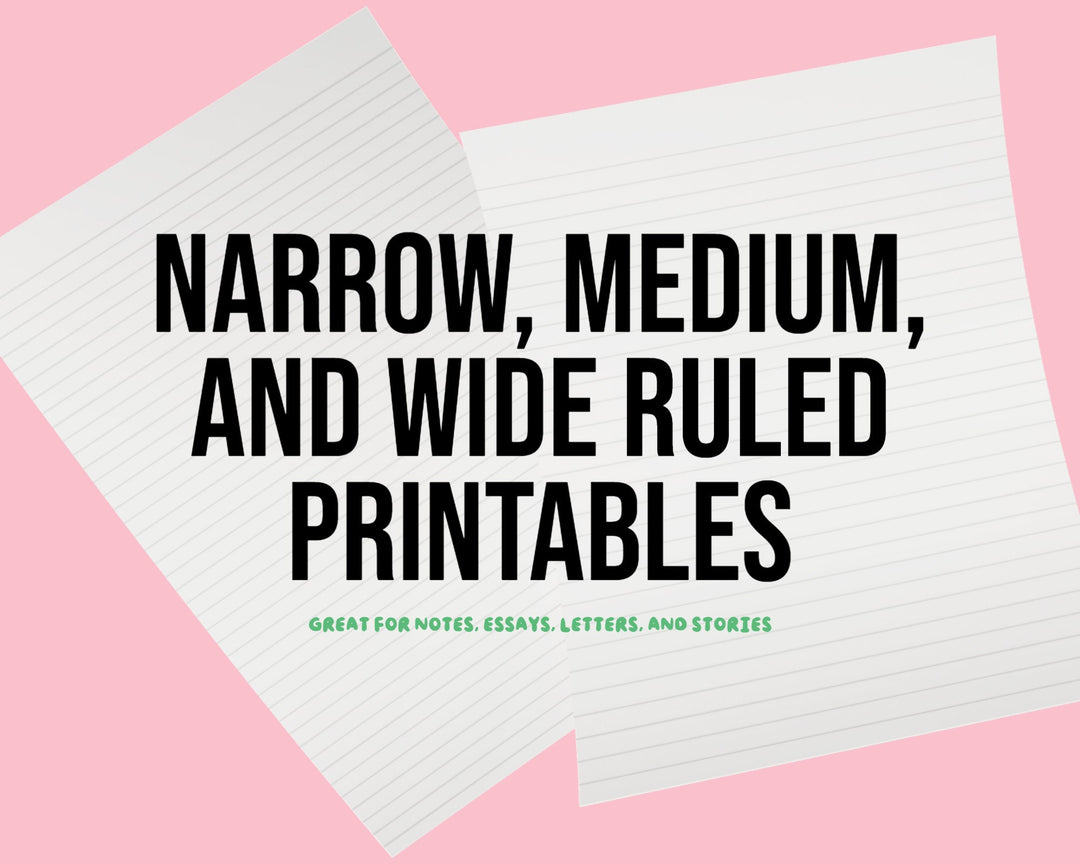 6 Portrait Printable Lined/Ruled Notepapers Bundle of Single Page PDFs