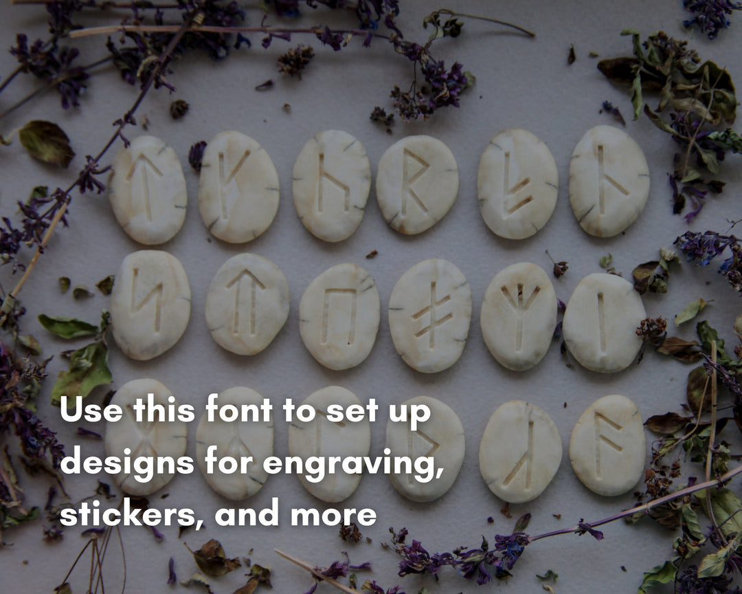 Elder Futhark Runic Font OTF TTF | Pagan Witchcraft Handwritten | Cricut Silhouette | Rune Alphabet Digital Download