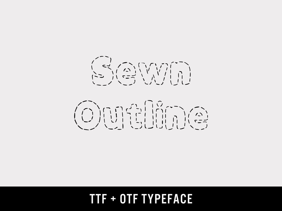 Stitch Outline Font OTF TTF | Embroidery Sewing Craft Aesthetic | Cricut Silhouette | Digital Download