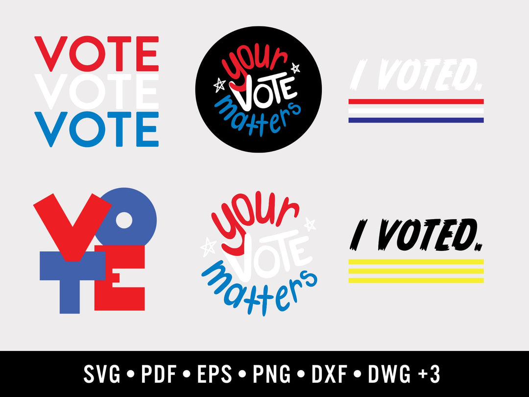 Voting SVG Bundle | Election Graphics 9 File Formats | Cricut Silhouette Civic Digital Download