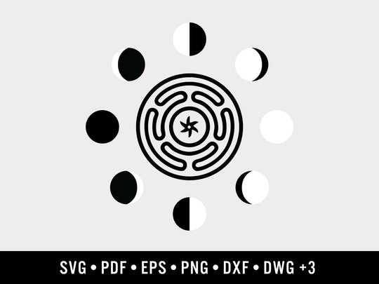 Hecate's Wheel & Moon Phases Graphic vector graphic set — main preview