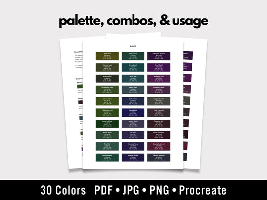 Moody Procreate & PDF color palette — main preview