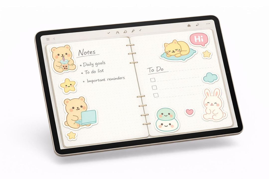 Mochi Creatures Digital Sticker Pack • Kawaii Animal GoodNotes Stickers • Cute Bear, Bunny & Cat Pastel Planner Stickers