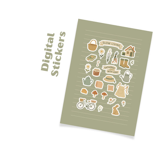 Cottagecore Digital Stickers GoodNotes | Mushroom Bunny Planner Sticker Book | Notability iPad Download