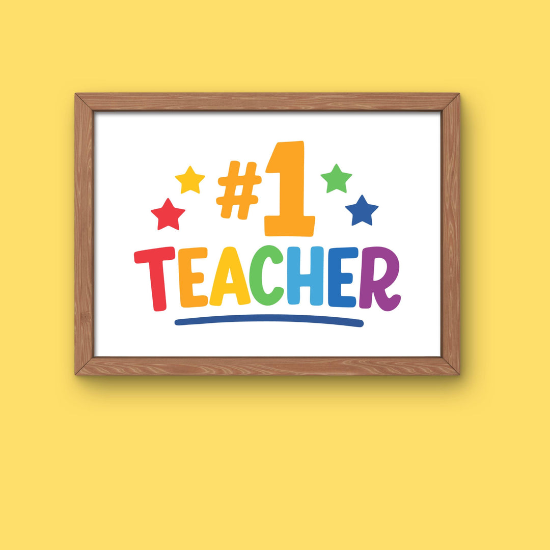 Number One Teacher SVG PNG Rainbow | #1 Teacher Graphic | Cricut Silhouette | Teacher Gift Download