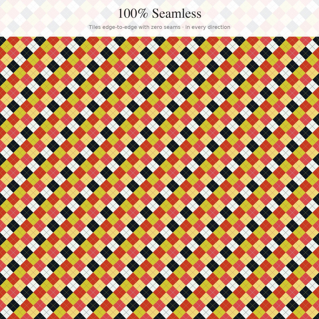 Anxious Mind Argyle Digital Paper for Moody Craft Projects, Seamless Muted Diamond Grid for Fabric Printing and Scrapbooking