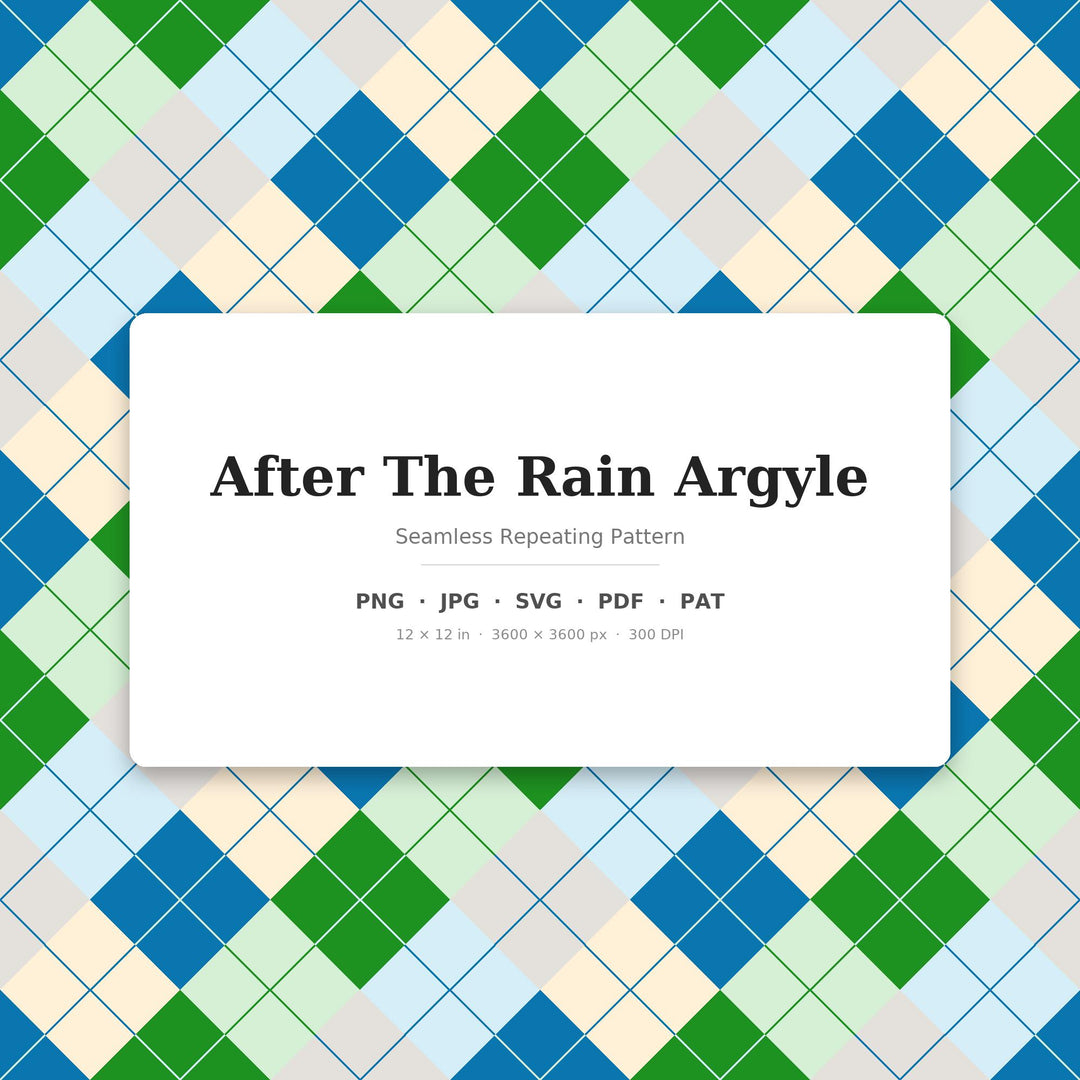 After The Rain Argyle Digital Paper for Calming Craft Projects, Seamless Misty Diamond Check for Sewing and Junk Journals