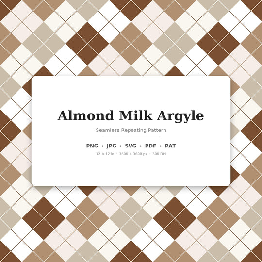 Almond Milk Argyle Digital Paper for Neutral Boho Crafts, Seamless Creamy Beige Diamond Check for Fabric and Minimalist Decor
