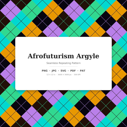 Afrofuturism Argyle Digital Paper for Bold Craft Projects, Seamless Cosmic Diamond Lattice for Fabric and Scrapbooking