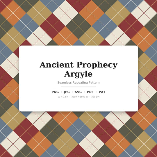 Ancient Prophecy Argyle Digital Paper for Fantasy Craft Projects, Seamless Mythic Diamond Check for Fabric and Scrapbooking