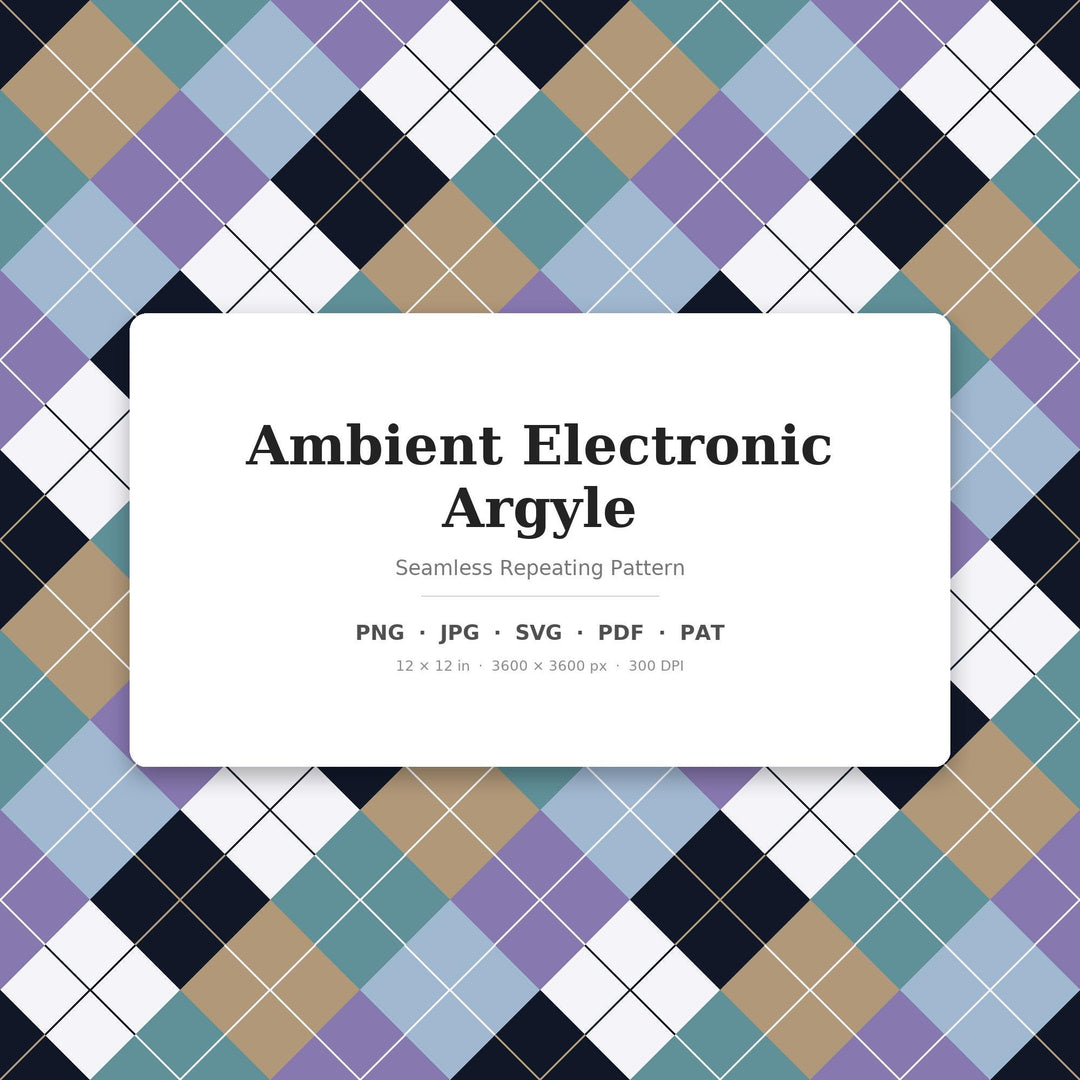 Ambient Electronic Argyle Digital Paper for Modern Craft Projects, Seamless Synth Diamond Check for Fabric and Scrapbooking