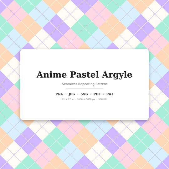 Anime Pastel Argyle Digital Paper for Kawaii Craft Projects, Seamless Bright Diamond Lattice for Fabric Printing and Scrapbooking