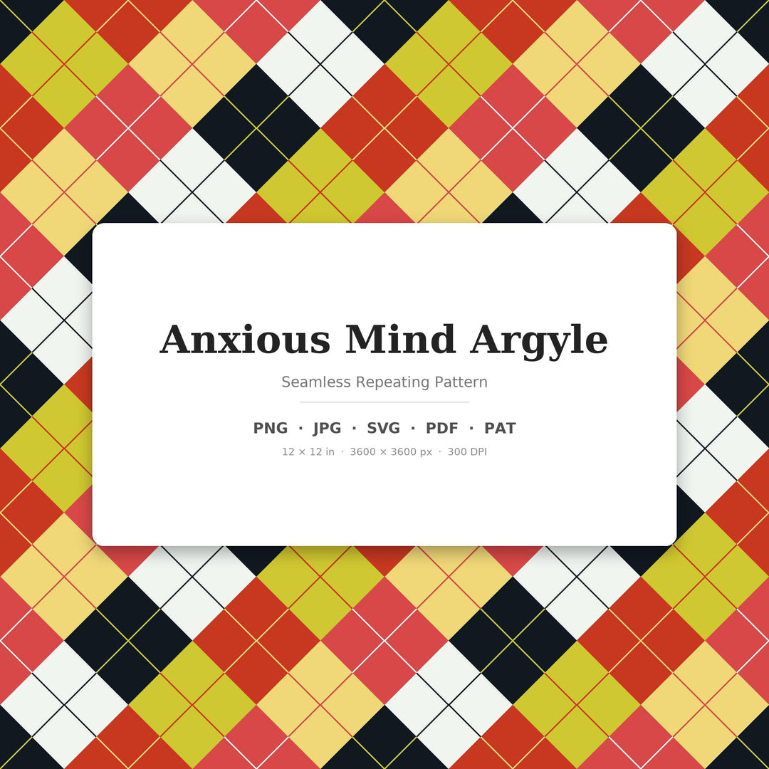 Anxious Mind Argyle Digital Paper for Moody Craft Projects, Seamless Muted Diamond Grid for Fabric Printing and Scrapbooking