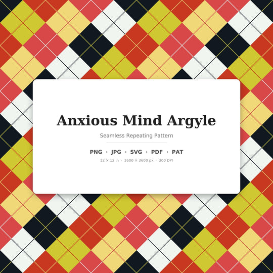 Anxious Mind Argyle Digital Paper for Moody Craft Projects, Seamless Muted Diamond Grid for Fabric Printing and Scrapbooking