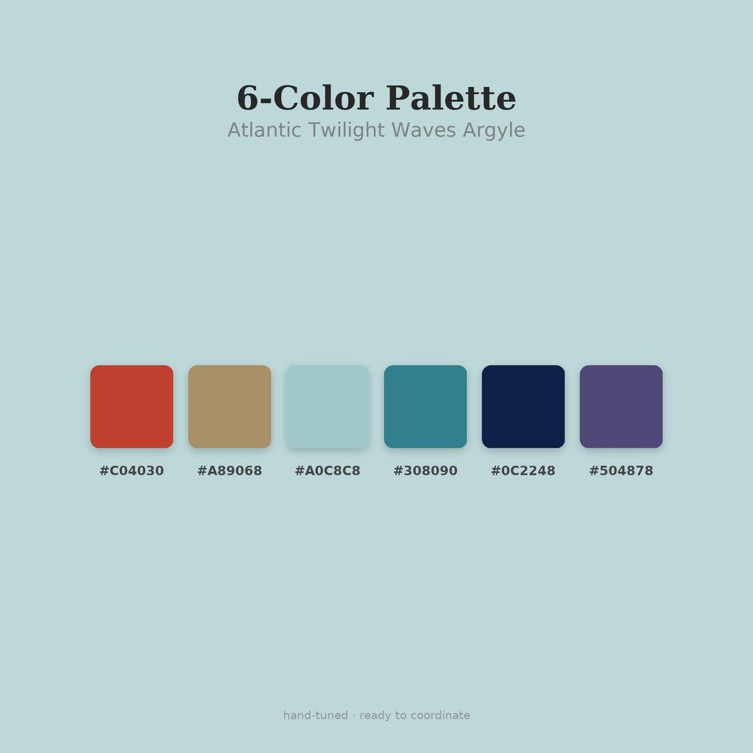 Atlantic Argyle Seamless Pattern | Multi-Color Atlantic Twilight Waves Argyle | .png .jpg .svg .pdf .pat | Digital Paper | Fabric & Surface