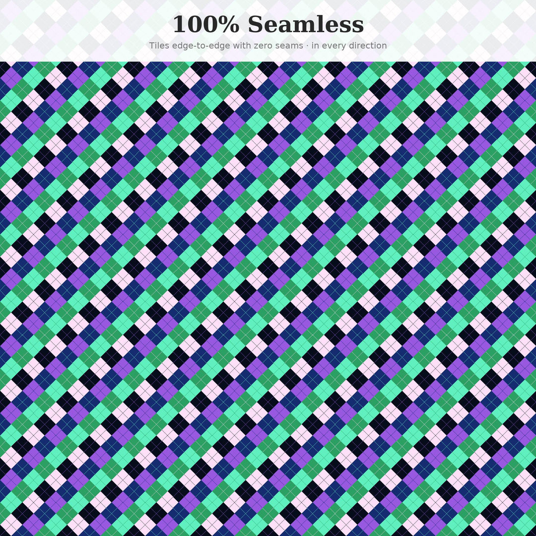 Aurora Borealis Argyle Seamless Pattern | Multi-Color Digital Paper (Digital Download)