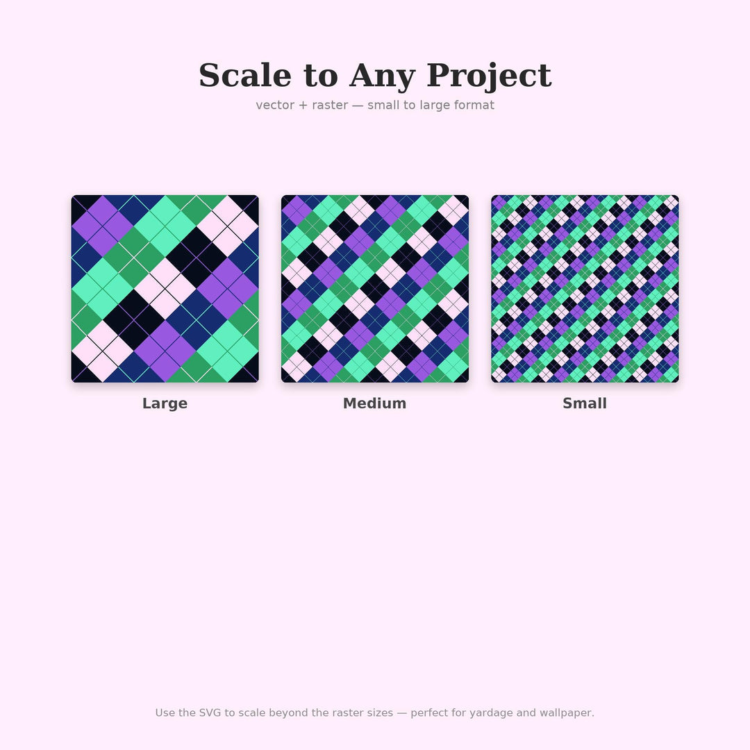 Aurora Borealis Argyle Seamless Pattern | Multi-Color Digital Paper (Digital Download)