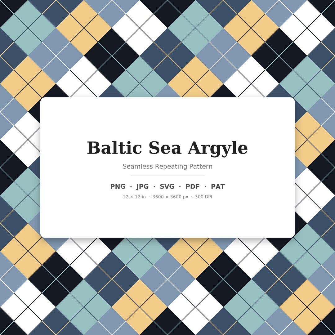 Baltic Argyle Seamless Pattern | Multi-Color Baltic Sea Argyle | .png .jpg .svg .pdf .pat | Digital Paper | Fabric & Surface Design