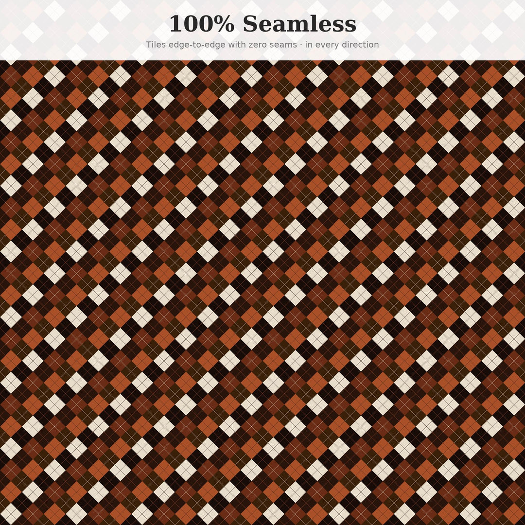 Bitter Chocolate Argyle Seamless Pattern | Fabric & Surface Design (Digital Download)