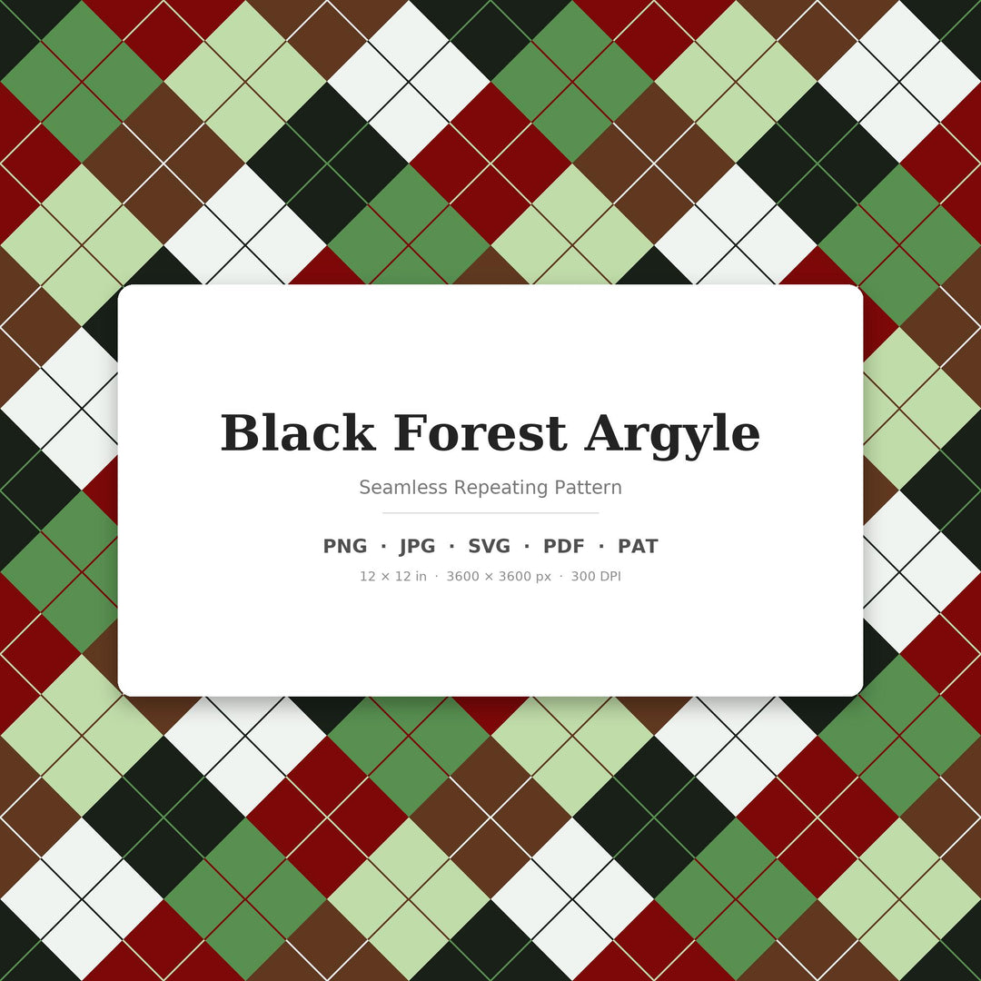 Black Argyle Seamless Pattern | Multi-Color Black Forest Argyle | .png .jpg .svg .pdf .pat | Digital Paper | Fabric & Surface Design