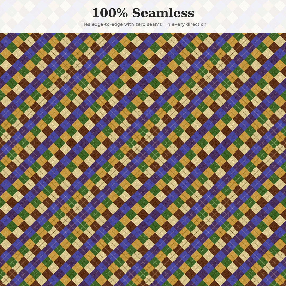 Blueberry Picking Argyle Digital Paper for Summer Craft Projects, Seamless Berry Diamond Check for Fabric and Scrapbooking