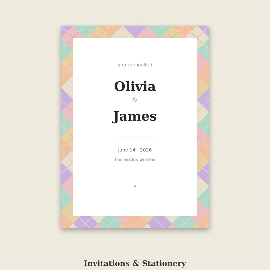 Bridal Shower Argyle Seamless Pattern | Multi-Color Fabric Design (Digital Download)