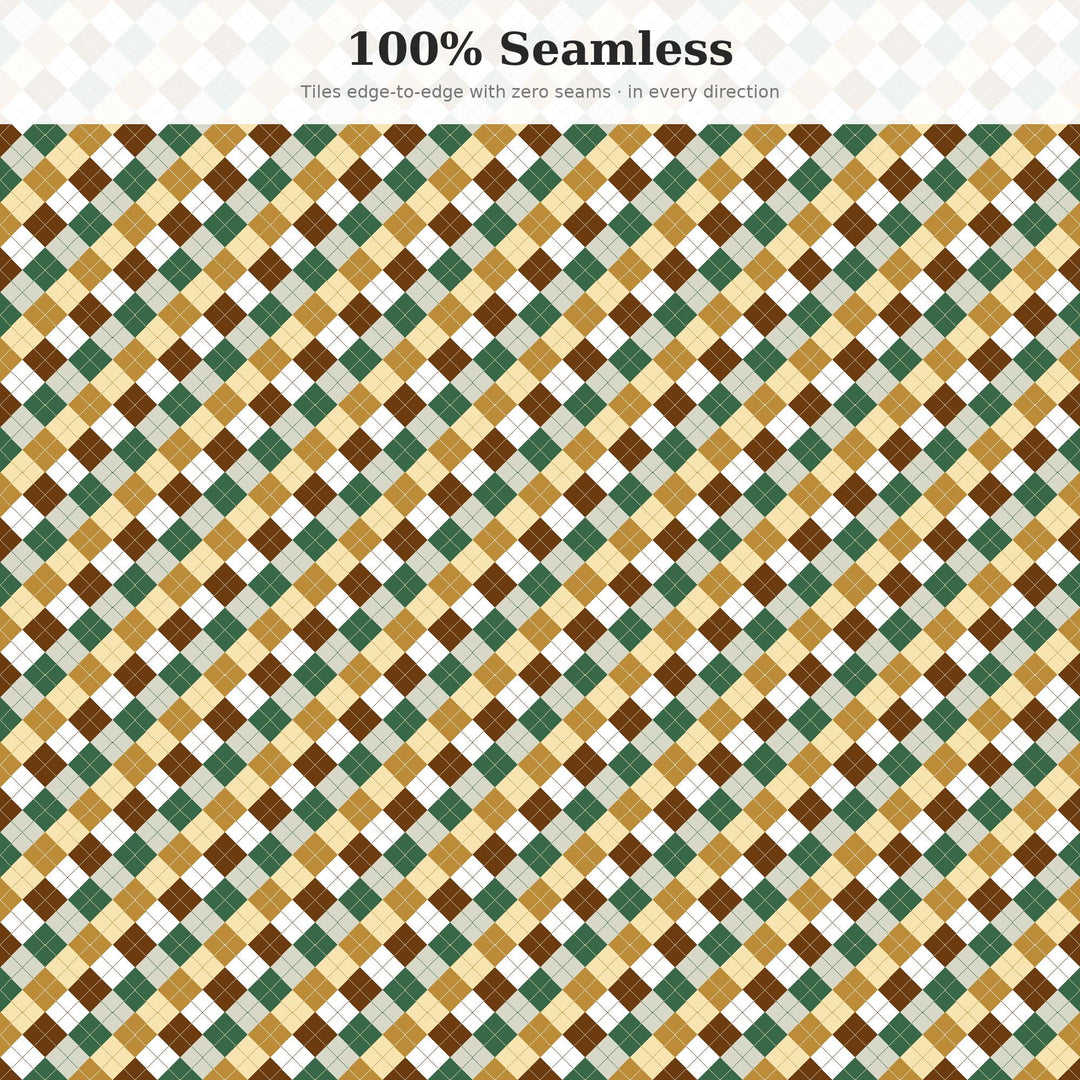 Bronze Argyle Seamless Pattern | Multi-Color Bronze Age Argyle | .png .jpg .svg .pdf .pat | Digital Paper | Fabric & Surface Design