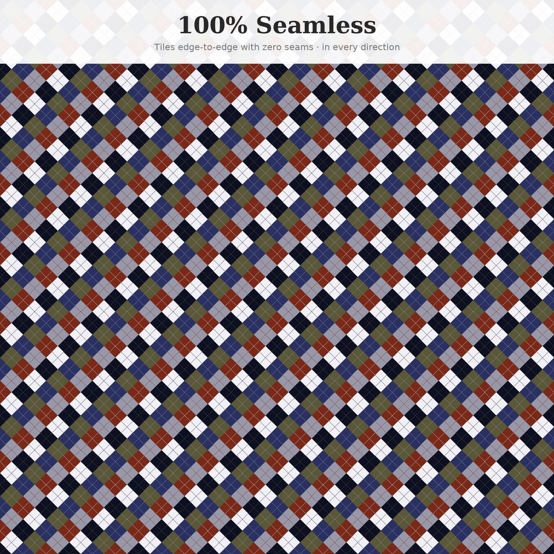 Brooding Argyle Seamless Pattern | Multi-Color Fabric Design (Digital Download)