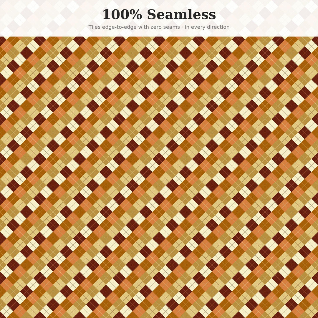 Caramelized Onion Argyle Seamless Pattern | Multi-Color Knitwear Digital Paper (Digital Download)