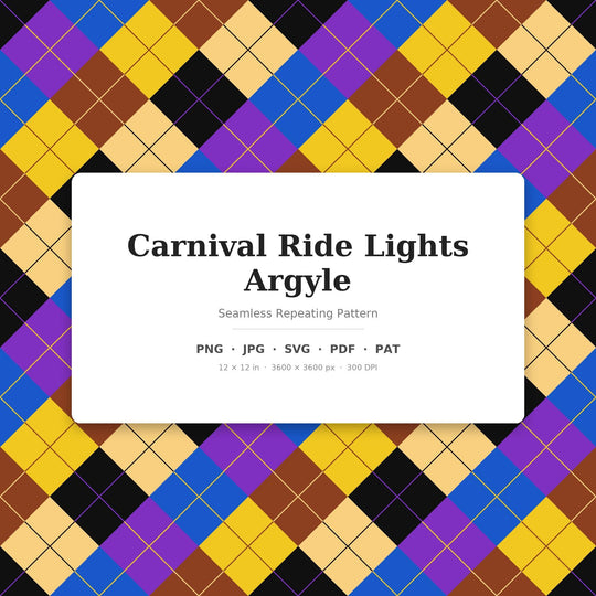 Carnival Argyle Seamless Pattern | Multi-Color Carnival Ride Lights Argyle | .png .jpg .svg .pdf .pat | Digital Paper